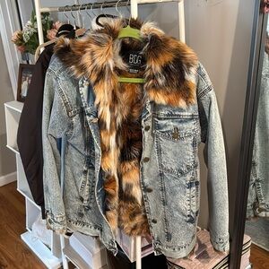 BDG denim fur lined jacket